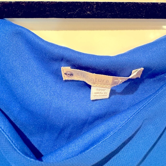 Sleeveless Ruffle Tiered Dress SIGNATURE Blue Rhinestone Detail Sz 18W - Picture 4 of 6